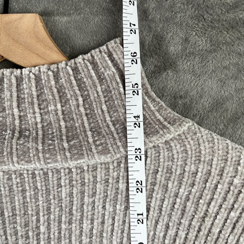 Cynthia Rowley XS Chenille Turtleneck Sweater Beige Gray Super Soft Cozy Knit - Picture 3 of 7